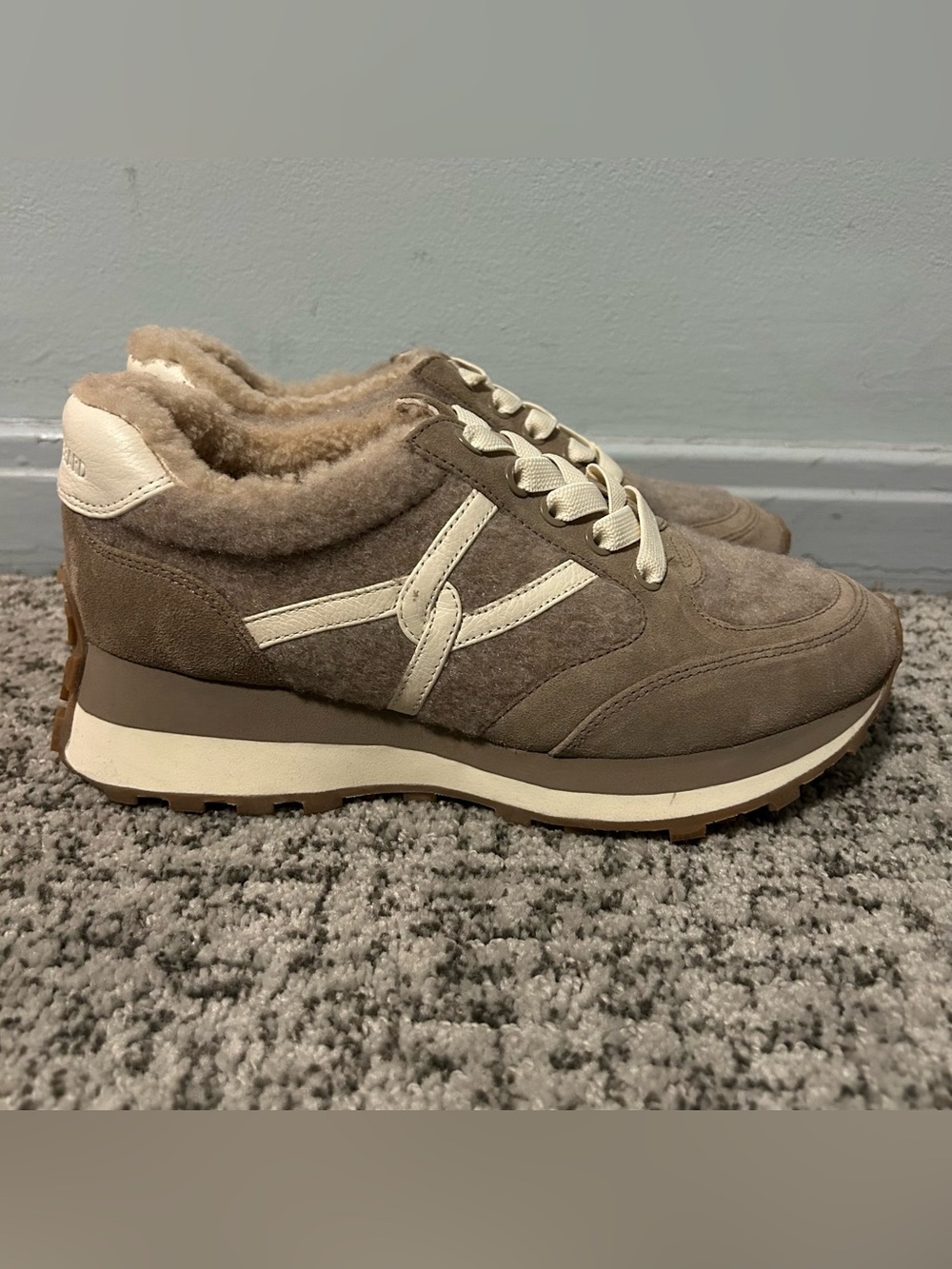 Veronica Beard Grey Valentina Shearling Sneakers size 6.5